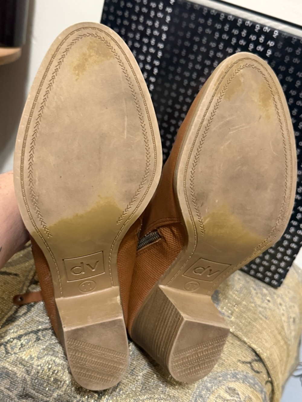 Dolce Vita Tan Ankle Booties with Side Zippers and Block Heel - Picture 7 of 9